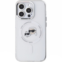 Karl Lagerfeld Capac IML K&CH Heads Metal Frame cu MagSafe pentru iPhone 15 Pro Max - transparent