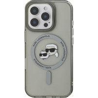 Karl Lagerfeld IML K&CH Heads capac cadru metalic cu MagSafe pentru iPhone 16 Pro - gri