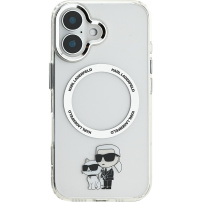 Karl Lagerfeld Husă IML Karl și Choupette cu MagSafe pentru iPhone 16 Plus - Transparentă