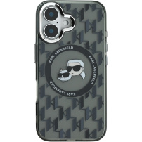 Karl Lagerfeld IML Monogram K&CH Heads Cover cu MagSafe pentru iPhone 16 - Negru