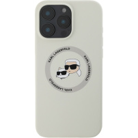 Karl Lagerfeld Husă din silicon K&CH Heads cu MagSafe pentru iPhone 16 Pro - bej