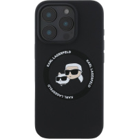 Karl Lagerfeld Husă din silicon K&CH Heads cu MagSafe pentru iPhone 16 Pro - negru
