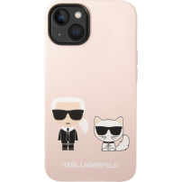 Karl Lagerfeld Karl and Choupette husă silicon cu MagSafe pentru iPhone 14 Plus - roz