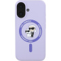 Karl Lagerfeld Husă din silicon Karl și Choupette cu MagSafe pentru iPhone 16 - violet