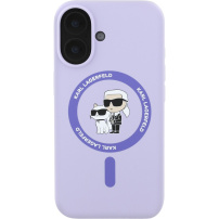Karl Lagerfeld Husă din silicon Karl și Choupette cu MagSafe pentru iPhone 16 - violet