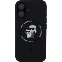 Karl Lagerfeld Husă din silicon Karl și Choupette cu MagSafe pentru iPhone 16 Plus - Negru