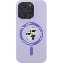 Karl Lagerfeld Husă din silicon Karl și Choupette cu MagSafe pentru iPhone 16 Pro Max - violet