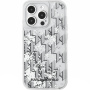 Karl Lagerfeld Husă cu monogramă cu sclipici lichid pentru iPhone 14 Pro Max - argintiu