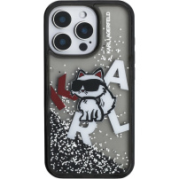 Karl Lagerfeld Liquid Glitter Scattered Choupette husă pentru iPhone 16 Pro Max - gri