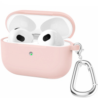 Husă din silicon cu carabină pentru AirPods 3 - roz