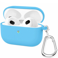 Husă din silicon cu carabină pentru AirPods 3 - albastru