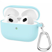 Husă din silicon cu carabină pentru AirPods 3 - turcoaz