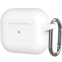 Husă de protecție din silicon cu carabină pentru AirPods 3 - alb