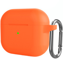 Husă de protecție din silicon cu carabină pentru AirPods 3 - portocaliu