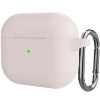 Husă de protecție din silicon cu carabină pentru AirPods 3 - bej