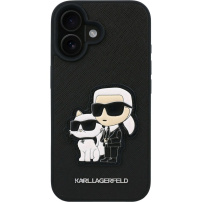 Karl Lagerfeld Husa Saffiano Karl and Choupette pentru iPhone 16 Plus - neagra