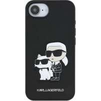 Karl Lagerfeld Saffiano Karl and Choupette husă pentru iPhone 16e / 17e - negru