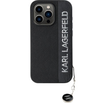 Karl Lagerfeld Husă Saffiano Rhinestone Charm pentru iPhone 15 Pro Max - neagră