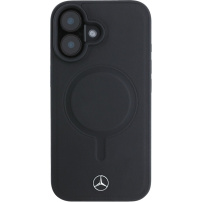 Mercedes Husă din piele netedă cu MagSafe pentru iPhone 16 - neagră