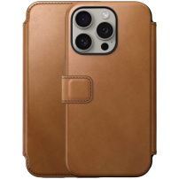 Nomad Modern Leather Folio carcasă flip cu MagSafe pentru iPhone 15 Pro Max - culoare de şa maro