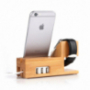 Staţie de andocare şi de încărcare / stativ, din lemn, pentru Apple Watch 38mm / 42mm şi iPhone 7 / 7 Plus / 6S / 6S Plus / 6 / 6 Plus şi iPhone 5 / 5S / 5C