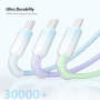 ENKAY cablu de încărcare împletit - USB-A la 2x USB-C / Lightning - 1,2 m - colorat