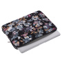 Geantă cu model cu flori albastre pentru iPad de până la 11" / MacBook de până la 12" - neagră