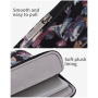 Geantă cu model cu flori albastre pentru iPad de până la 11" / MacBook de până la 12" - neagră