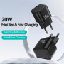 USAMS CC260 GaN mini adaptor de încărcare rapidă cu port USB-C - 20W - negru