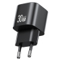 USAMS CC263 GaN mini adaptor de încărcare rapidă cu porturi USB-C / USB-A - 30W - negru