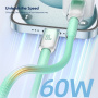 ENKAY Ice Clear cablu de date și încărcare împletit - USB-C la USB-C - 1 m - alb