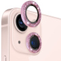Folie de sticlă cu rame cu sclipici NORTHJO pentru protec?ia obiectivului camerei din spate pentru iPhone 13 / 13 mini - roz