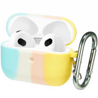 Husă din silicon multicoloră cu carabină pentru AirPods 3 - pastel