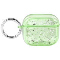 Carcasă transparentă cu sclipici pentru AirPods 3 - verde