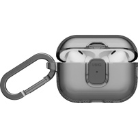 UNIQ Glase Pro Lock husă transparentă cu sistem de închidere și carabină pentru AirPods Pro 3 - fumurie