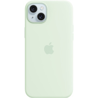 Husă originală Apple din silicon cu MagSafe pentru iPhone 15 Plus - mentol deschis