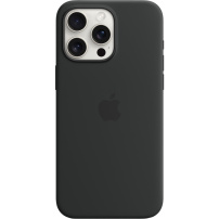 Carcasă originală Apple din silicon cu MagSafe pentru iPhone 15 Pro Max - negru