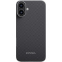 Pitaka Husă MagEZ 5 cu model din fibră de carbon și MagSafe pentru iPhone 16 Plus - gri