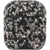 Husă lucioasă cu pietricele, pentru AirPods 1 / 2 - negru
