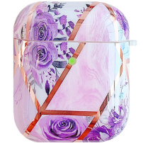Husă din plastic moale pentru AirPods 1 / 2 - flori mov