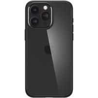Spigen Crystal Hybrid husă transparentă cu ramă colorată pentru iPhone 15 Pro - negru