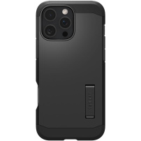 Spigen Husă durabilă Tough Armor cu suport și MagSafe pentru iPhone 16 Pro - negru