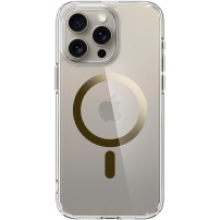 Spigen Ultra Hybrid MagFit husă transparentă cu MagSafe auriu pentru iPhone 15 Pro Max - transparent
