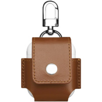 Husă de protecţie din piele PU cu carabină, pentru AirPods 1 / 2 - maro