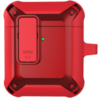 Husă super durabilă cu carabină pentru AirPods 1 / 2 - roșu