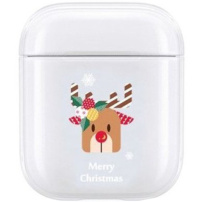 Husă tare și transparentă pentru AirPods 1 / 2 - ren de Crăciun