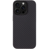 Husă Tactical Aramid cu model din fibră de carbon și MagSafe pentru iPhone 16 Pro - gri închis