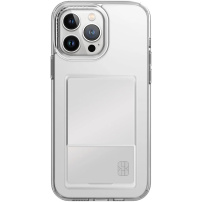 Husă transparentă cu buzunar pentru carduri UNIQ Air Fender pentru iPhone 15 Pro Max - transparent