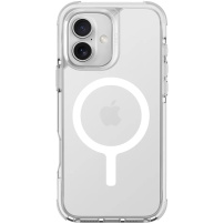 UNIQ Husă Combat Luminous MagClick cu cadru care strălucește în întuneric și MagSafe pentru iPhone 16 - Transparent
