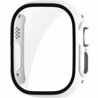 ENKAY carcasă mată cu sticlă securizată pentru Apple Watch Ultra 49mm - alb